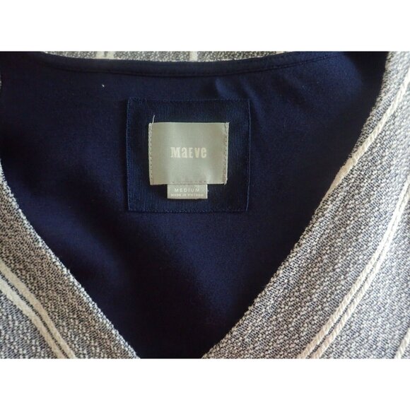 Maeve Anthropologie Amelia Blue Striped Wrap Dress M Column V‎ neck textured - Picture 6 of 7